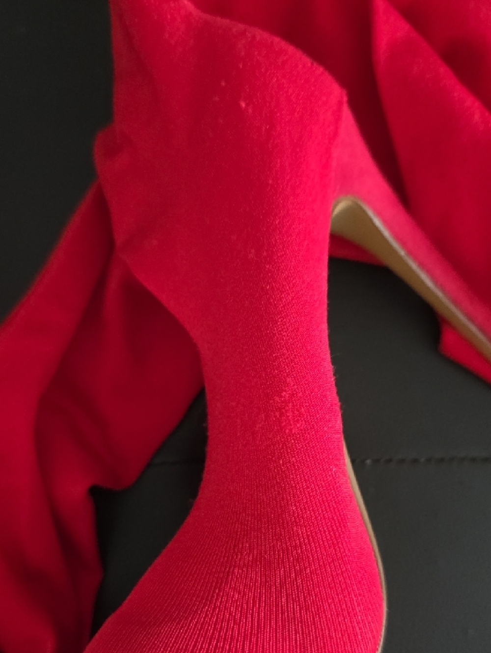 Red Over-the-Knee Sock Boots - Picture 7 of 7